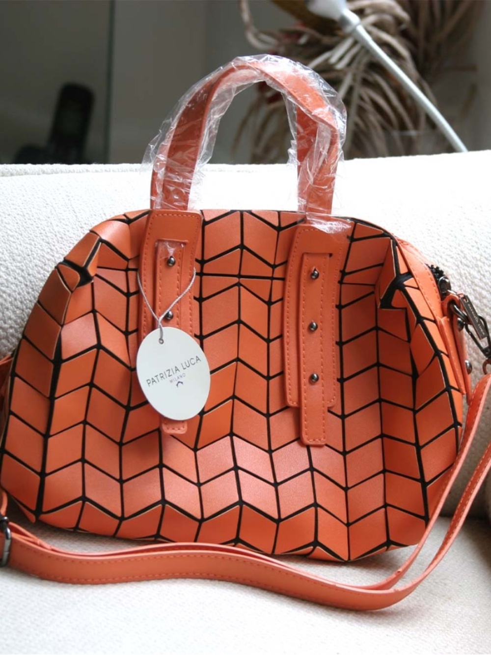 Patricia Luca Signature Geometric Satchel Handbag - New